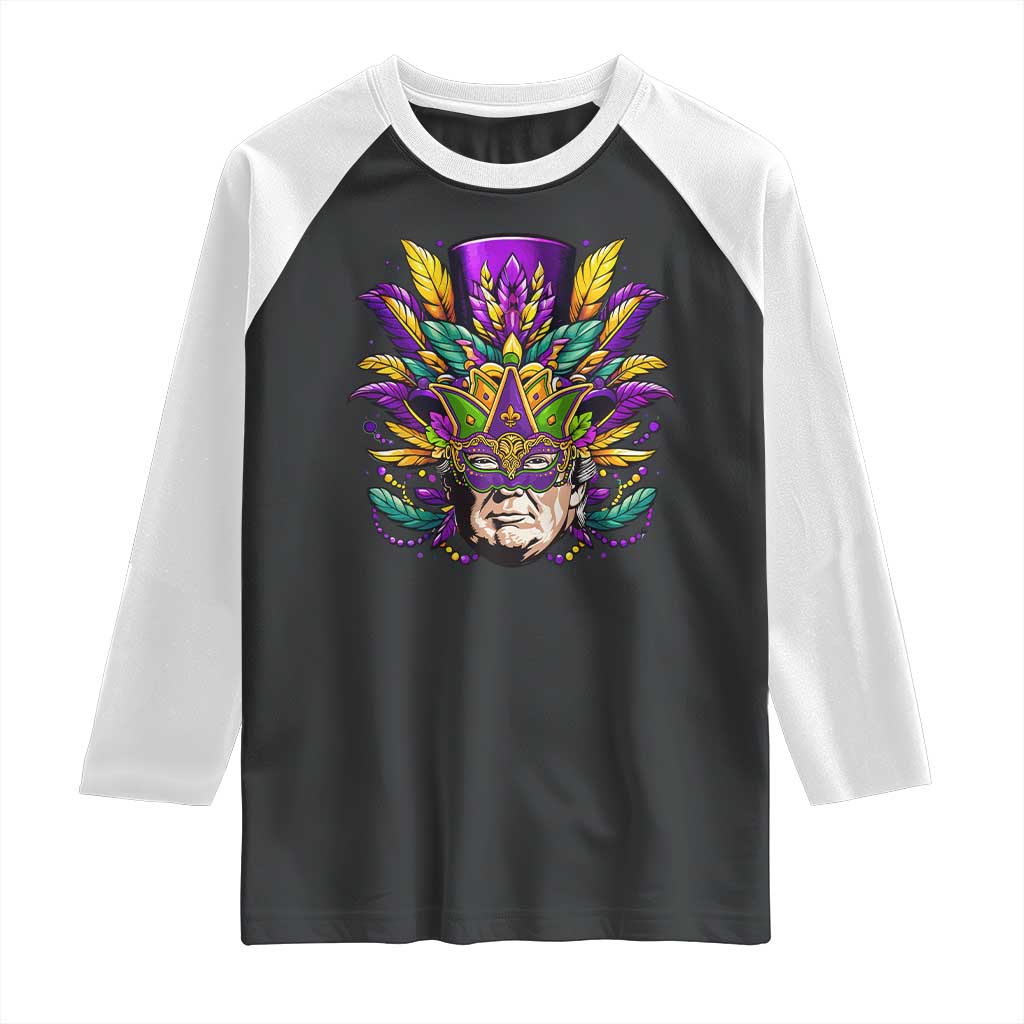 Mardi Gras Mask Trump Raglan Shirt Fat Tuesday NOLA Louisiana TS09 Black White Print Your Wear