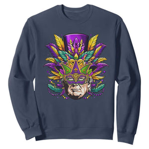 Mardi Gras Mask Trump Sweatshirt Fat Tuesday NOLA Louisiana TS09 Navy Print Your Wear