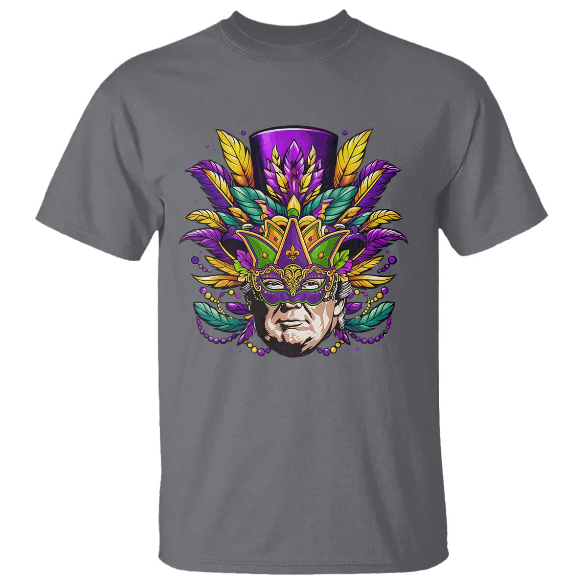 Mardi Gras Mask Trump T Shirt Fat Tuesday NOLA Louisiana TS09 Charcoal Print Your Wear