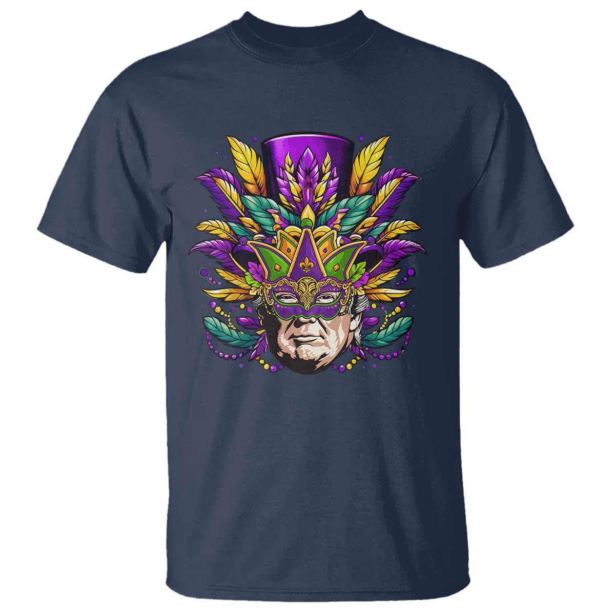 Mardi Gras Mask Trump T Shirt Fat Tuesday NOLA Louisiana TS09 Navy Print Your Wear