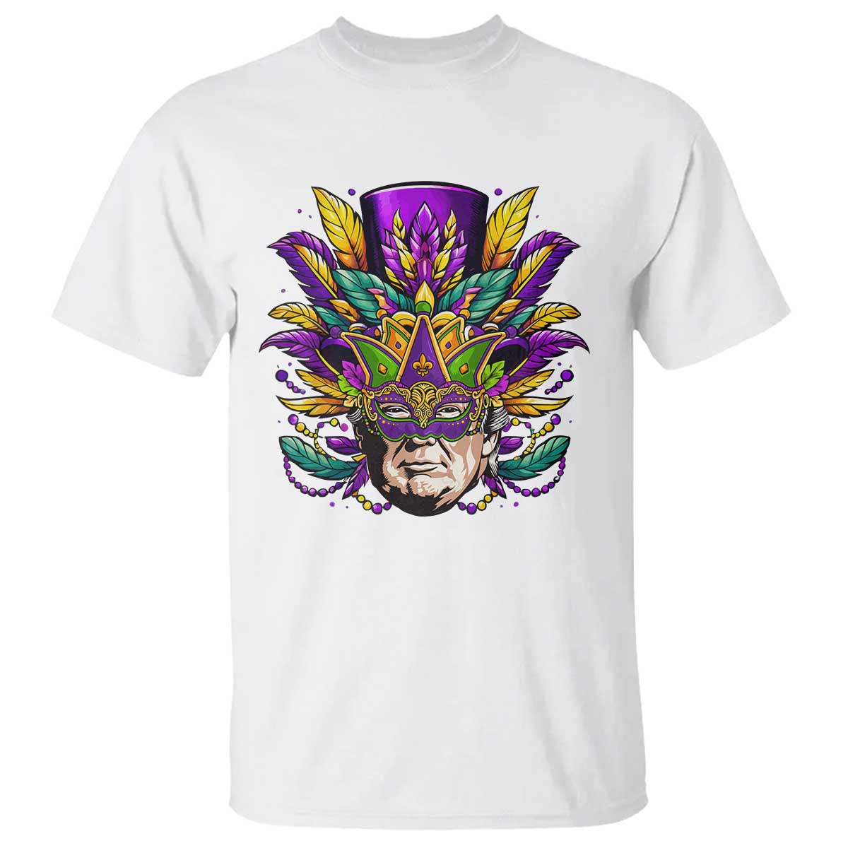 Mardi Gras Mask Trump T Shirt Fat Tuesday NOLA Louisiana TS09 White Print Your Wear