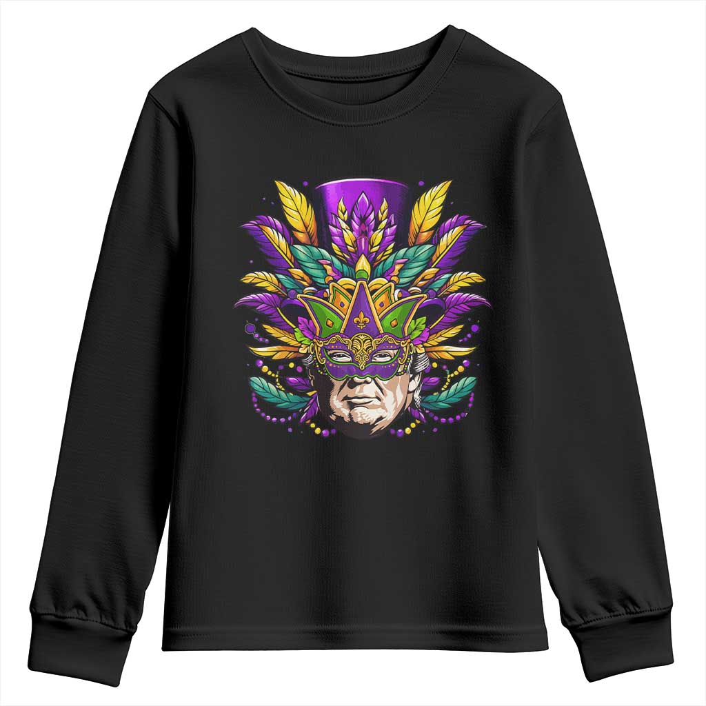 Mardi Gras Mask Trump Youth Sweatshirt Fat Tuesday NOLA Louisiana TS09 Black Print Your Wear