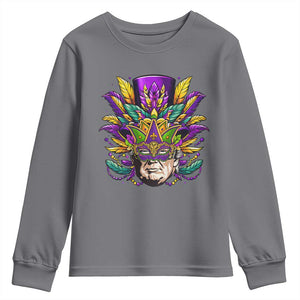 Mardi Gras Mask Trump Youth Sweatshirt Fat Tuesday NOLA Louisiana TS09 Charcoal Print Your Wear