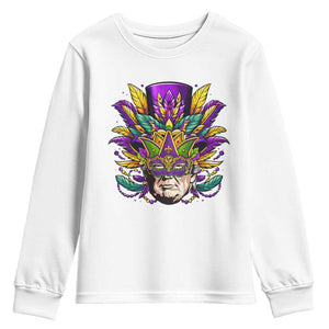 Mardi Gras Mask Trump Youth Sweatshirt Fat Tuesday NOLA Louisiana TS09 White Print Your Wear