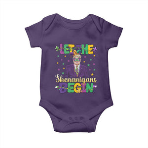 Funny Trump Mardi Gras Baby Onesie Let The Shenanigans Begin TS09 Purple Print Your Wear