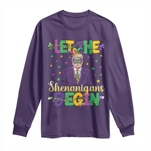 Funny Trump Mardi Gras Long Sleeve Shirt Let The Shenanigans Begin TS09 Purple Print Your Wear