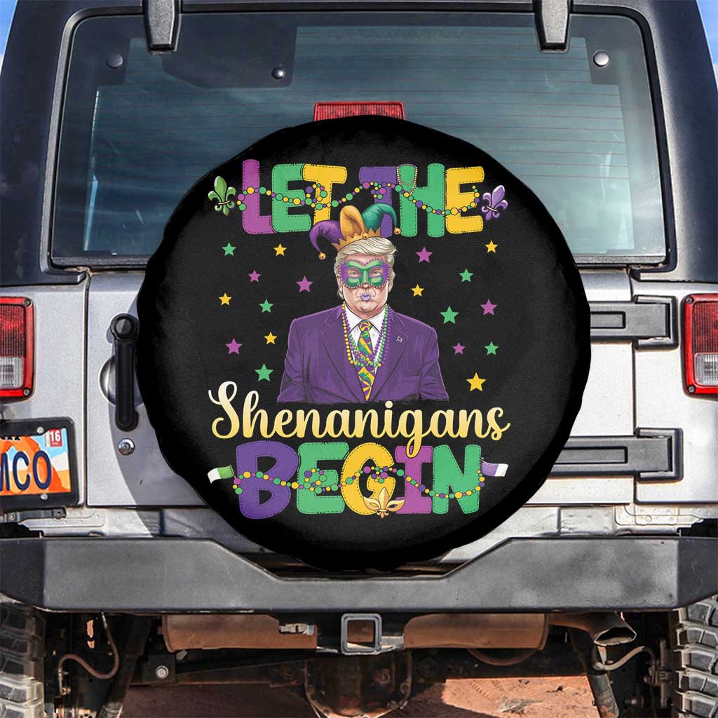 Funny Trump Mardi Gras Spare Tire Cover Let The Shenanigans Begin TS09 No hole Black Print Your Wear