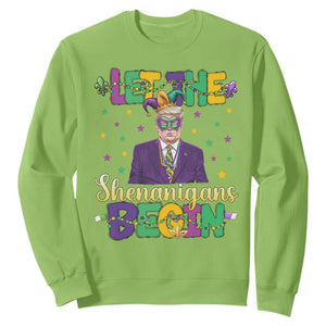 Funny Trump Mardi Gras Sweatshirt Let The Shenanigans Begin TS09 Lime Print Your Wear