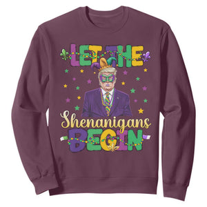 Funny Trump Mardi Gras Sweatshirt Let The Shenanigans Begin TS09 Maroon Print Your Wear