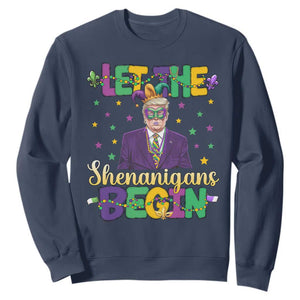 Funny Trump Mardi Gras Sweatshirt Let The Shenanigans Begin TS09 Navy Print Your Wear