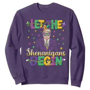 Funny Trump Mardi Gras Sweatshirt Let The Shenanigans Begin TS09 Purple Print Your Wear