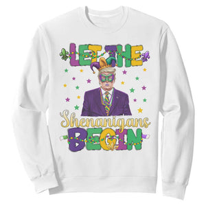 Funny Trump Mardi Gras Sweatshirt Let The Shenanigans Begin TS09 White Print Your Wear