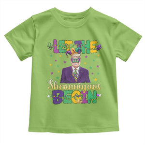 Funny Trump Mardi Gras Toddler T Shirt Let The Shenanigans Begin TS09 Lime Print Your Wear