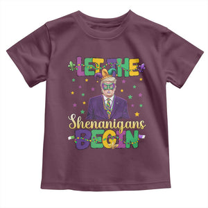 Funny Trump Mardi Gras Toddler T Shirt Let The Shenanigans Begin TS09 Maroon Print Your Wear