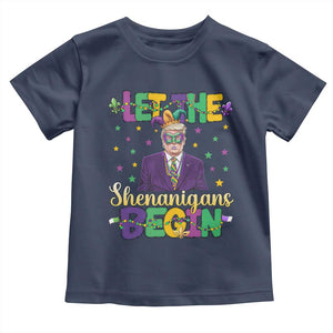 Funny Trump Mardi Gras Toddler T Shirt Let The Shenanigans Begin TS09 Navy Print Your Wear