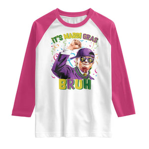 Funny Trump Mardi Gras Raglan Shirt It's Mardi Gras Bruh TS09 White Heliconia Print Your Wear