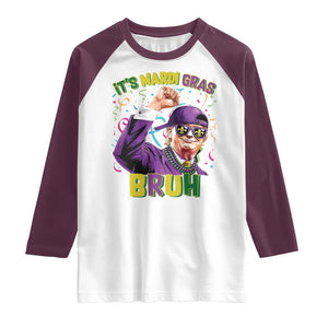 Funny Trump Mardi Gras Raglan Shirt It's Mardi Gras Bruh TS09 White Maroon Print Your Wear