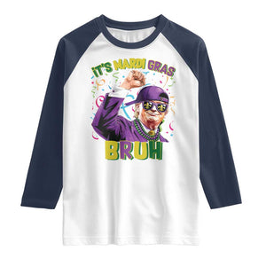 Funny Trump Mardi Gras Raglan Shirt It's Mardi Gras Bruh TS09 White Navy Print Your Wear