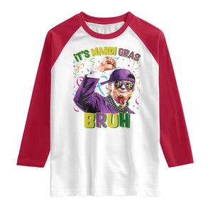Funny Trump Mardi Gras Raglan Shirt It's Mardi Gras Bruh TS09 White Red Print Your Wear