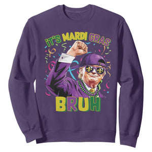 Funny Trump Mardi Gras Sweatshirt It's Mardi Gras Bruh TS09 Purple Print Your Wear