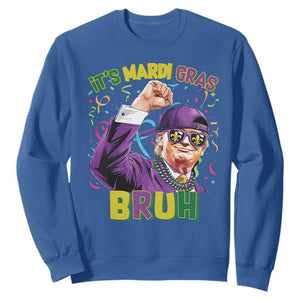 Funny Trump Mardi Gras Sweatshirt It's Mardi Gras Bruh TS09 Royal Blue Print Your Wear