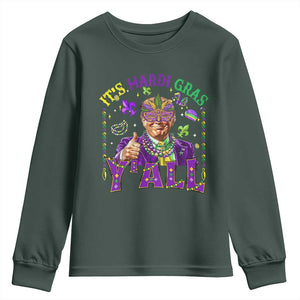 Funny Trump Mardi Gras Youth Sweatshirt It's Mardi Gras Y'all TS09 Dark Forest Green Print Your Wear