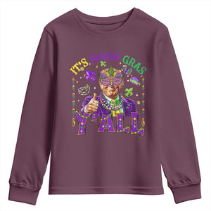 Funny Trump Mardi Gras Youth Sweatshirt It's Mardi Gras Y'all TS09 Maroon Print Your Wear