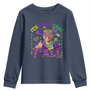 Funny Trump Mardi Gras Youth Sweatshirt It's Mardi Gras Y'all TS09 Navy Print Your Wear