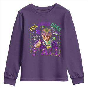 Funny Trump Mardi Gras Youth Sweatshirt It's Mardi Gras Y'all TS09 Purple Print Your Wear
