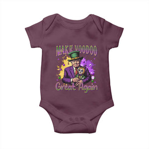 Trump Mardi Gras Baby Onesie Make Voodoo Great Again Voo Doo Doll TS09 Maroon Print Your Wear