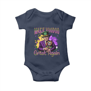 Trump Mardi Gras Baby Onesie Make Voodoo Great Again Voo Doo Doll TS09 Navy Print Your Wear