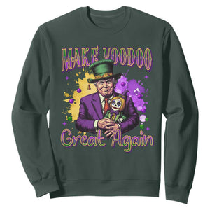 Trump Mardi Gras Sweatshirt Make Voodoo Great Again Voo Doo Doll TS09 Dark Forest Green Print Your Wear