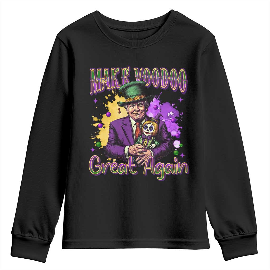 Trump Mardi Gras Youth Sweatshirt Make Voodoo Great Again Voo Doo Doll TS09 Black Print Your Wear