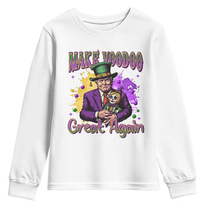 Trump Mardi Gras Youth Sweatshirt Make Voodoo Great Again Voo Doo Doll TS09 White Print Your Wear