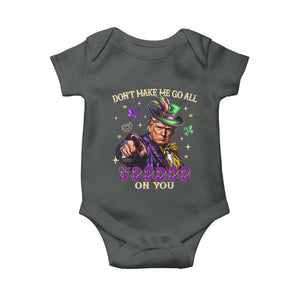 Trump Voodoo Mardi Gras Baby Onesie Don't Make Me Go All Voodoo On You TS09 Dark Heather Print Your Wear