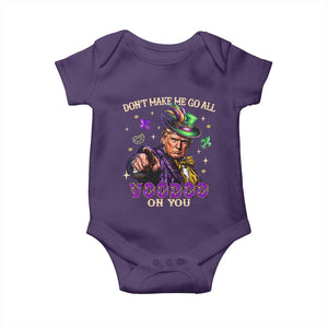 Trump Voodoo Mardi Gras Baby Onesie Don't Make Me Go All Voodoo On You TS09 Purple Print Your Wear