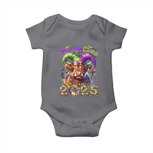 Mardi Gras 2025 Baby Onesie Cow Jester Outfit TS09 Charcoal Print Your Wear