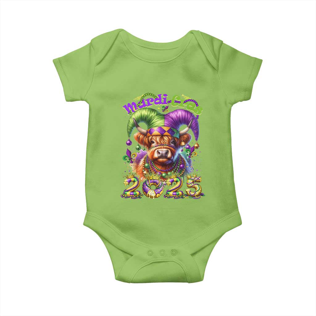 Mardi Gras 2025 Baby Onesie Cow Jester Outfit TS09 Lime Print Your Wear