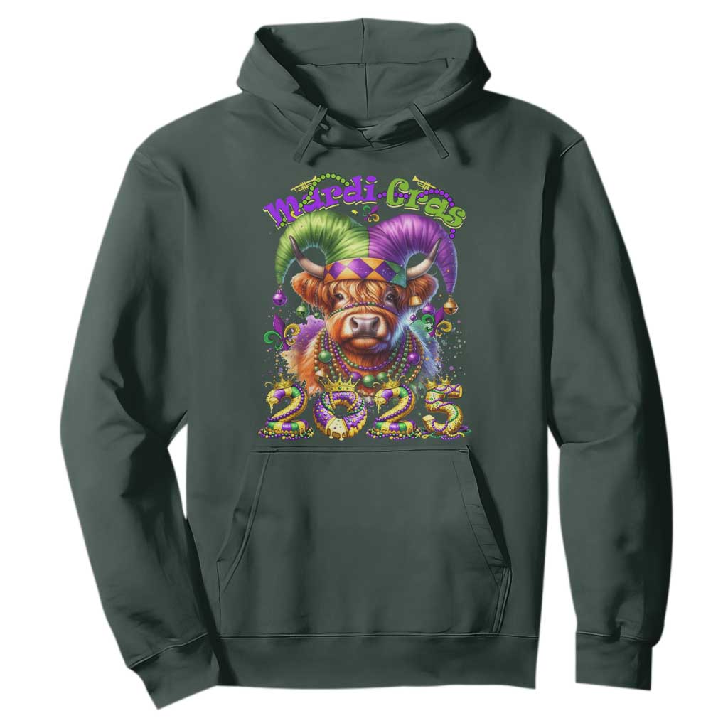 Mardi Gras 2025 Hoodie Cow Jester Outfit TS09 Dark Forest Green Print Your Wear