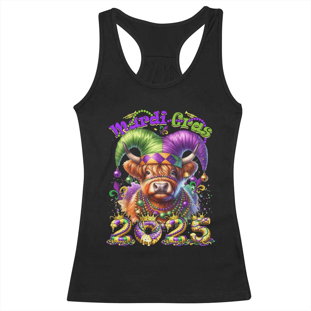 Mardi Gras 2025 Racerback Tank Top Cow Jester Outfit TS09 Black Print Your Wear