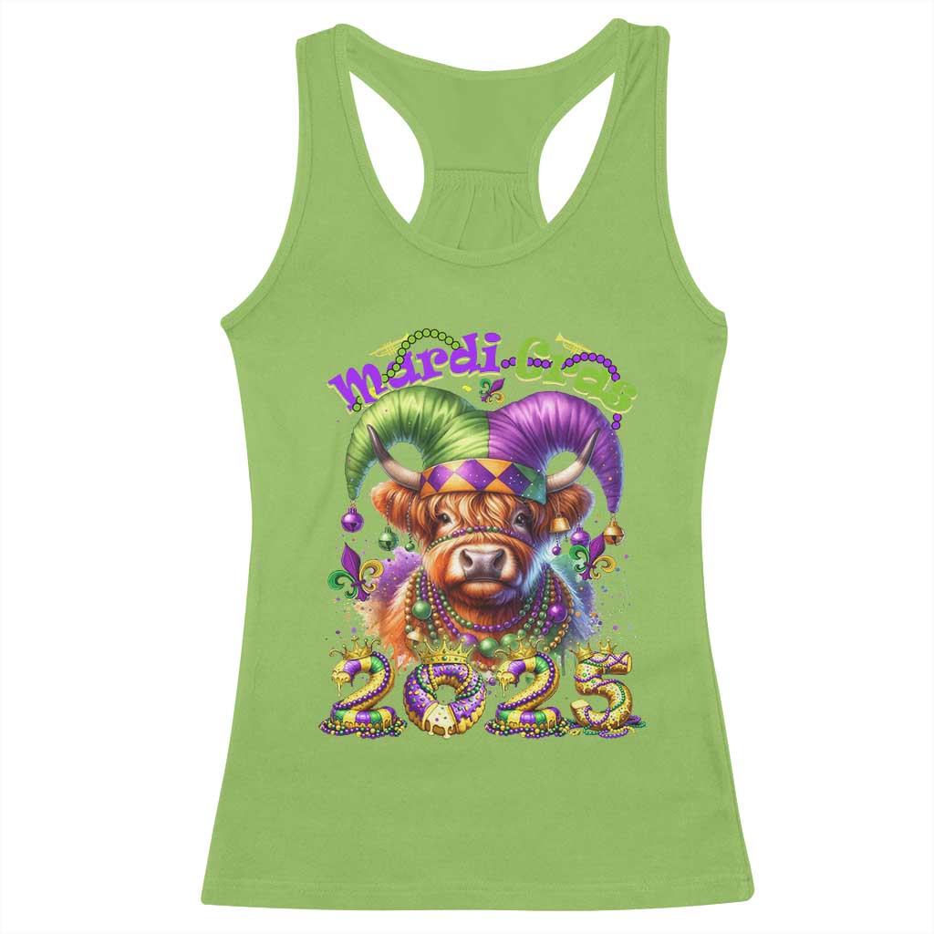 Mardi Gras 2025 Racerback Tank Top Cow Jester Outfit TS09 Lime Print Your Wear