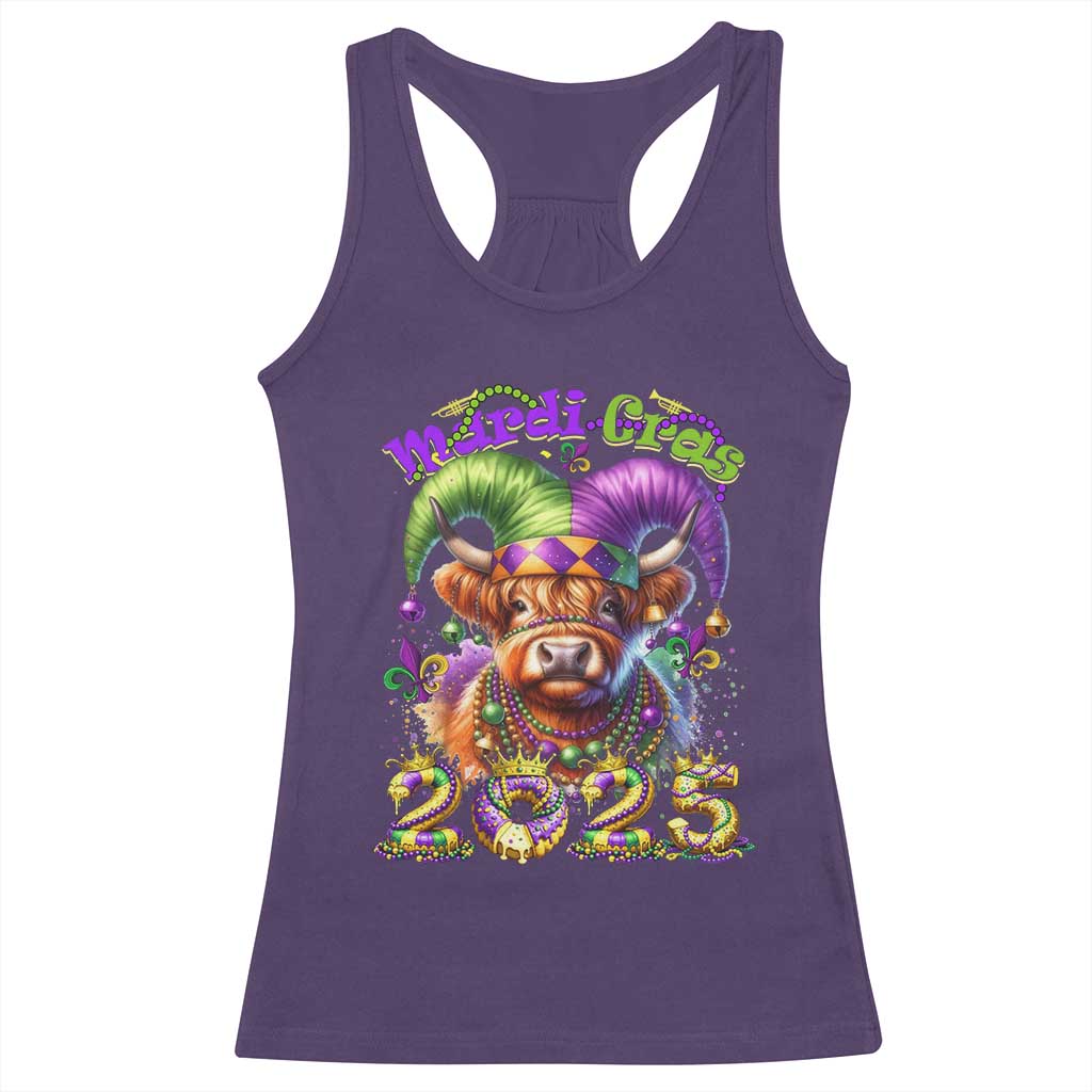 Mardi Gras 2025 Racerback Tank Top Cow Jester Outfit TS09 Purple Print Your Wear
