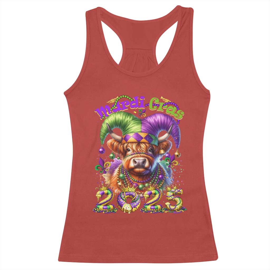 Mardi Gras 2025 Racerback Tank Top Cow Jester Outfit TS09 Red Print Your Wear