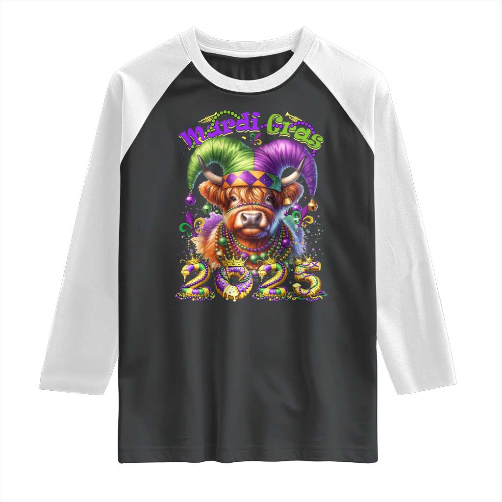 Mardi Gras 2025 Raglan Shirt Cow Jester Outfit TS09 Black White Print Your Wear