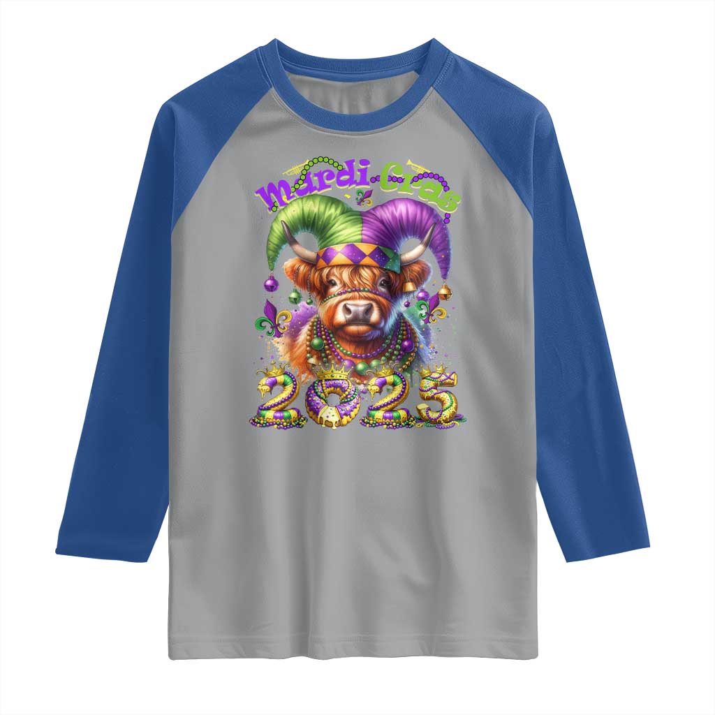 Mardi Gras 2025 Raglan Shirt Cow Jester Outfit TS09 Sport Gray Royal Print Your Wear