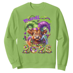 Mardi Gras 2025 Sweatshirt Cow Jester Outfit TS09 Lime Print Your Wear