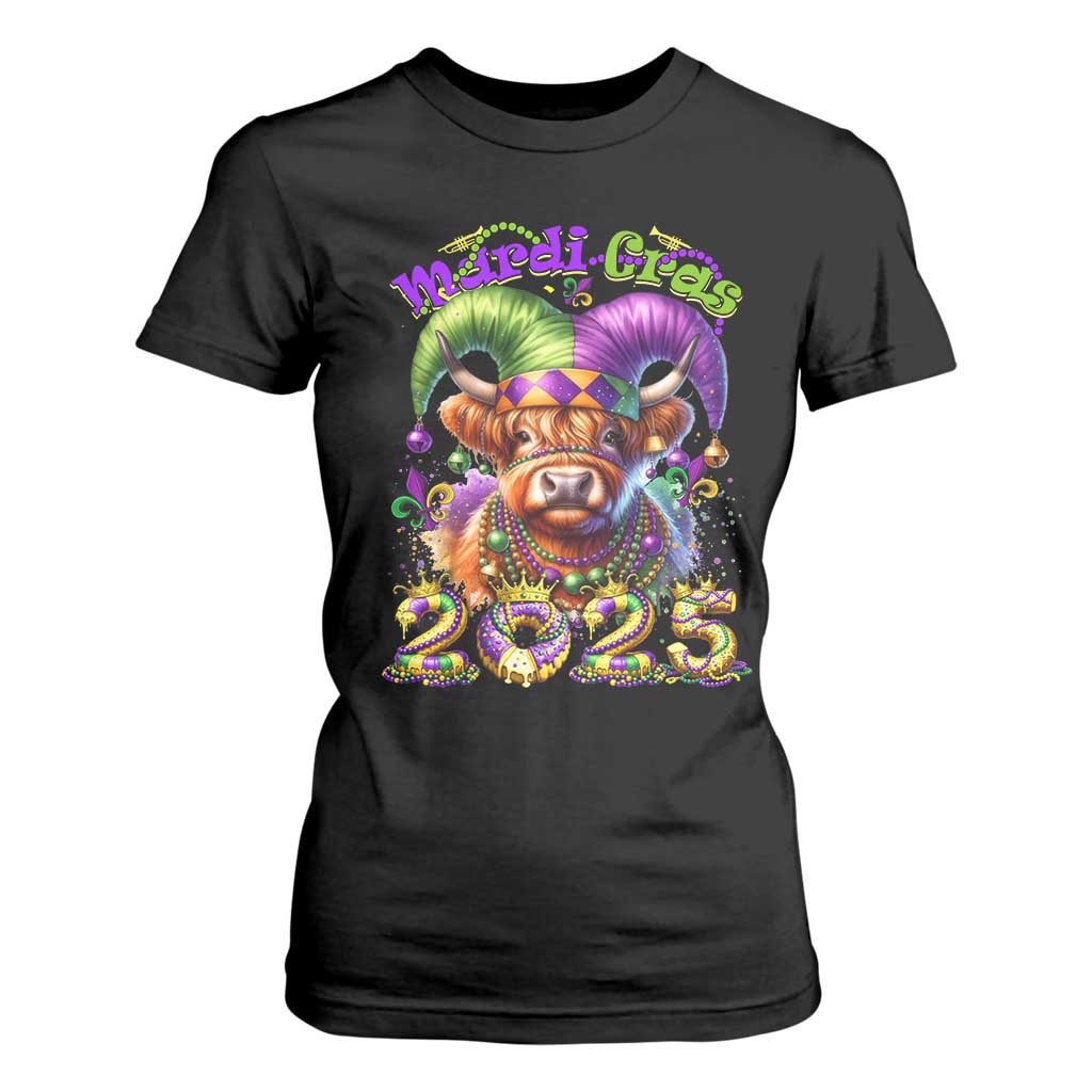 Mardi Gras 2025 T Shirt For Women Cow Jester Outfit TS09 Black Print Your Wear