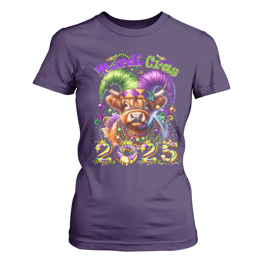 Mardi Gras 2025 T Shirt For Women Cow Jester Outfit TS09 Purple Print Your Wear
