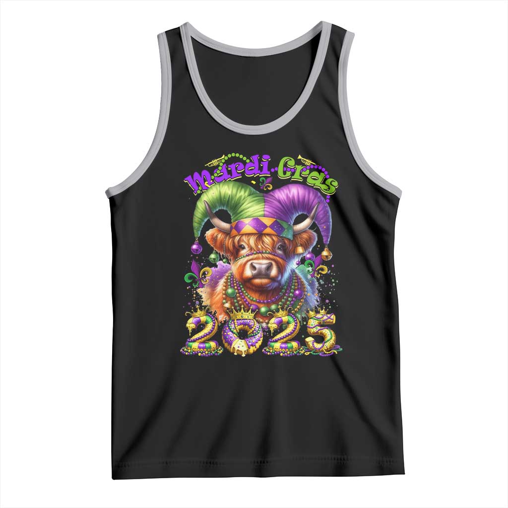 Mardi Gras 2025 Tank Top Cow Jester Outfit TS09 Black Athletic Heather Print Your Wear