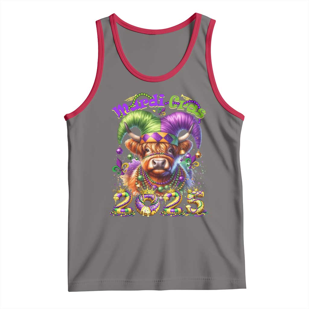 Mardi Gras 2025 Tank Top Cow Jester Outfit TS09 Deep Heather Red Print Your Wear